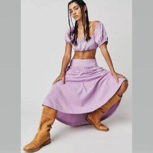 Free People Women's Lotus Crop Top And Skirt Set in Orchid Size L NWT